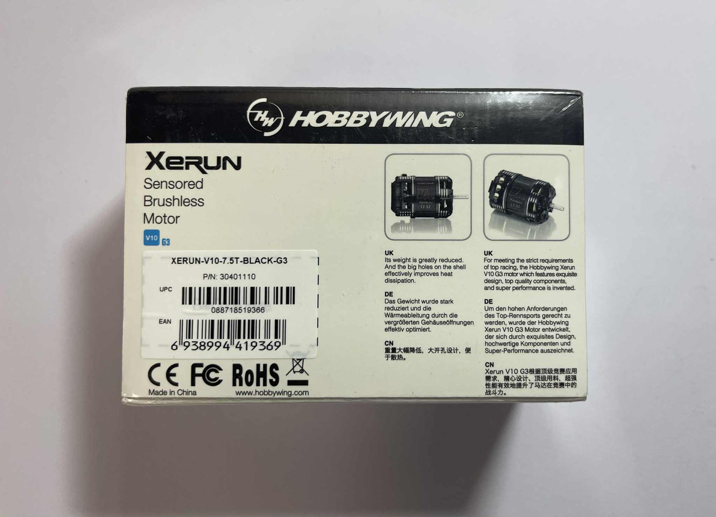 HOBBYWING Xerun V10 G3 Sensored Brushless Motor | 30401110