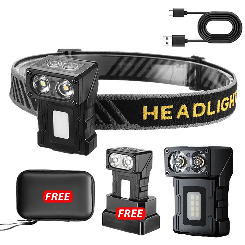 Mini Induction LED Headlamp Rechargeable Head Flashlight Work Light Headlight