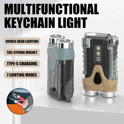 Mini EDC Keychain Flashlight Type-C Rechargeable Multifunctional Magnetic Torch