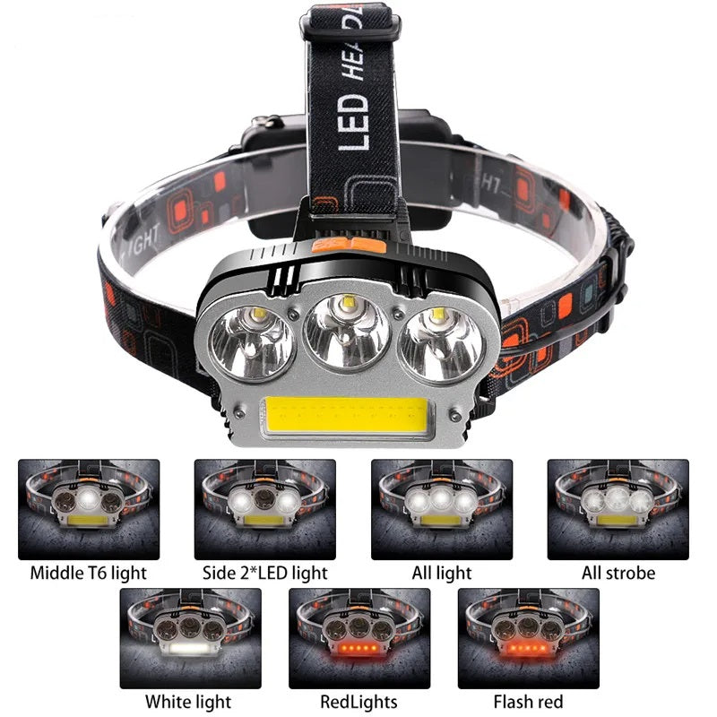LED Headlamp 3T6+COB LED Headlight 15000 lumens LED Head lamp