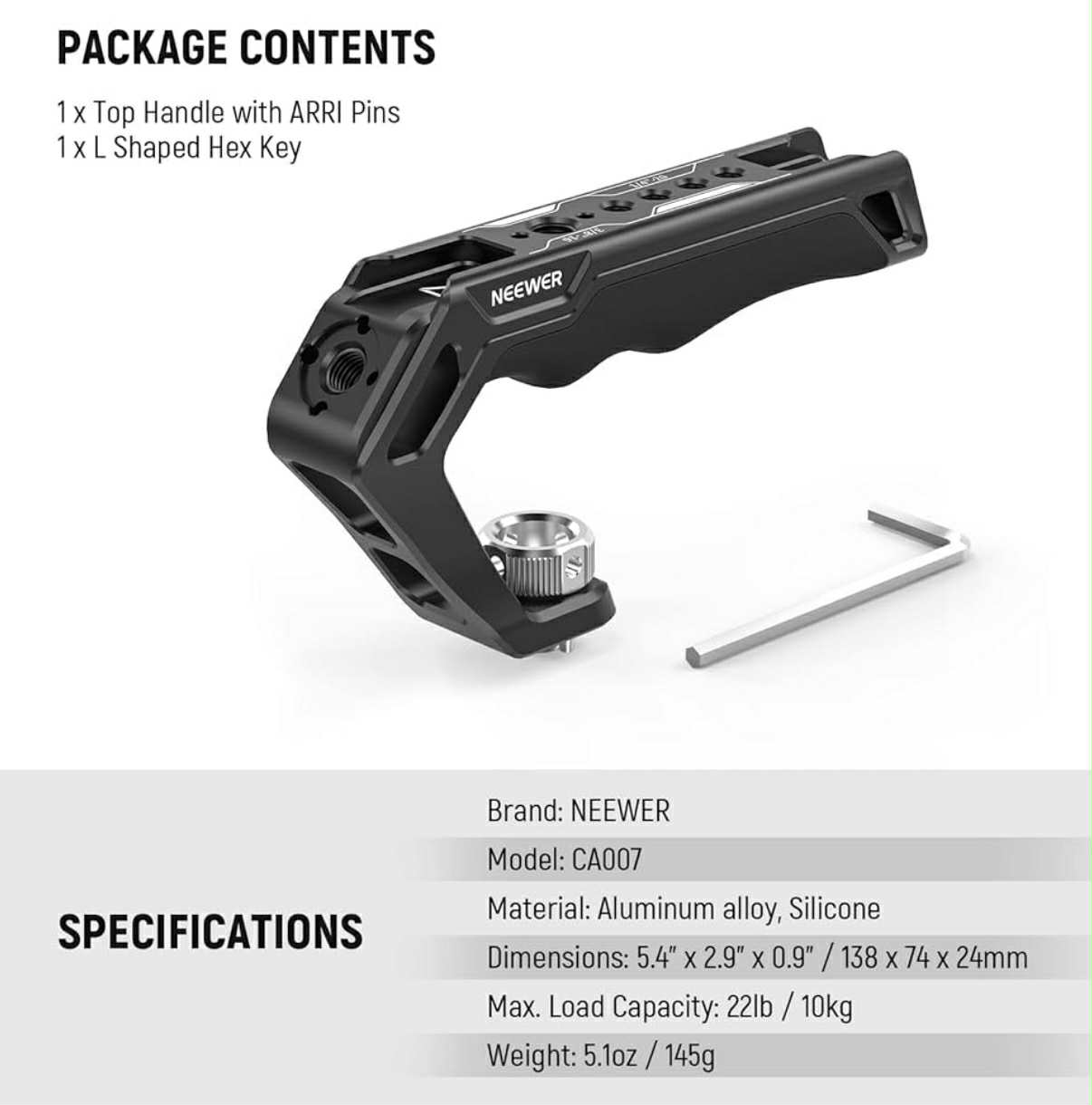 NEEWER Camera Top Handle ARRI Grip Camera Cage | CA007