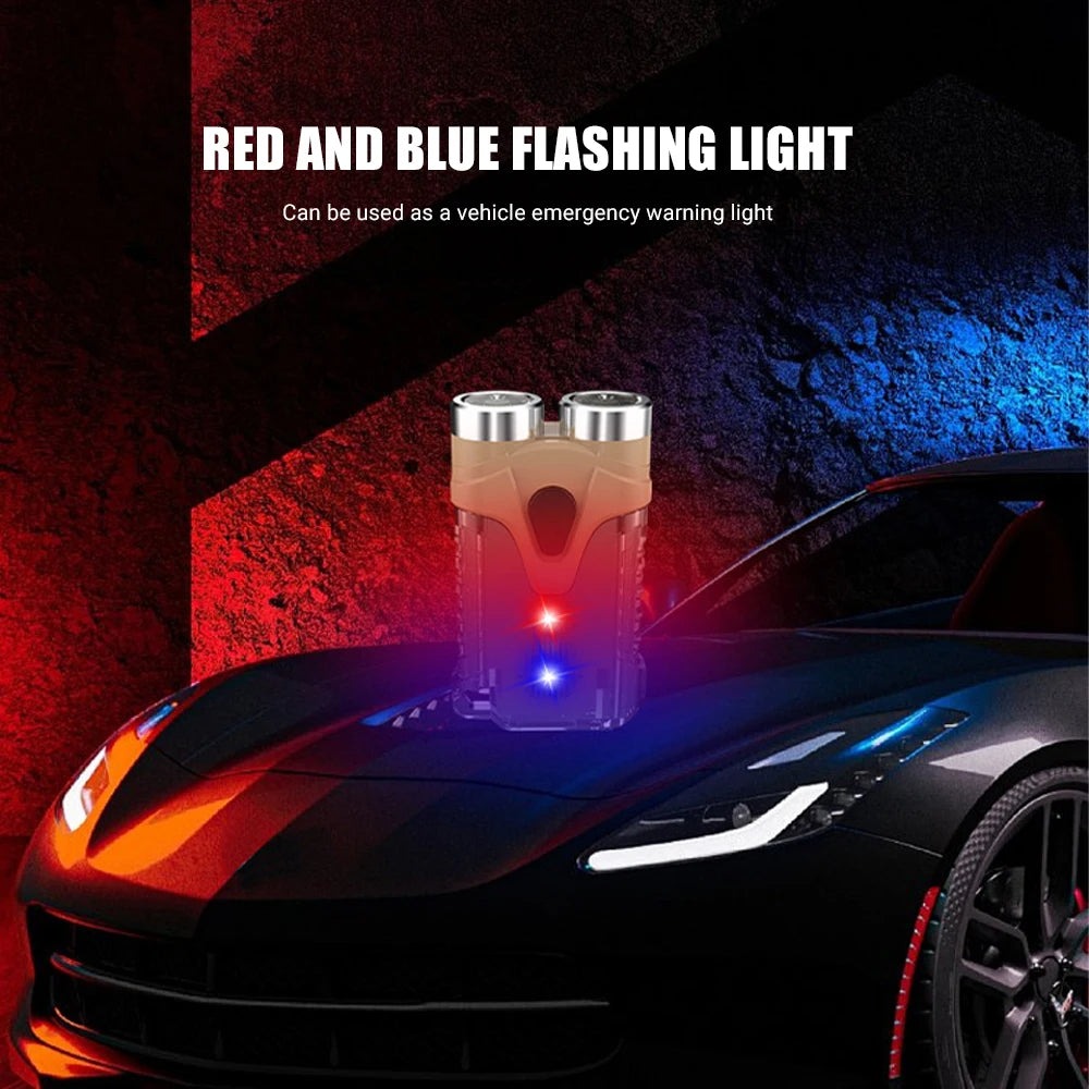 Mini EDC Keychain Flashlight Type-C Rechargeable Multifunctional Magnetic Torch