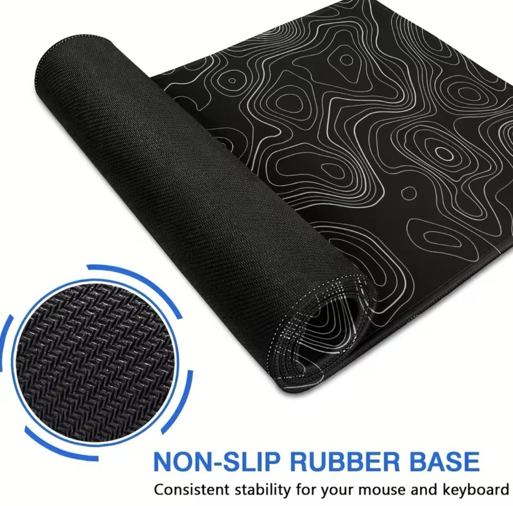 Topographic Large Gaming Mouse Pad Non-Slip Base