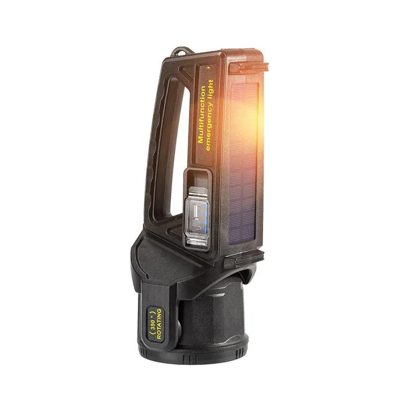 P50 Solar Charging Portable Powerful LED Flashlight Handheld Searchlight USB Rechargeable Spotlight Waterproof Torch Light