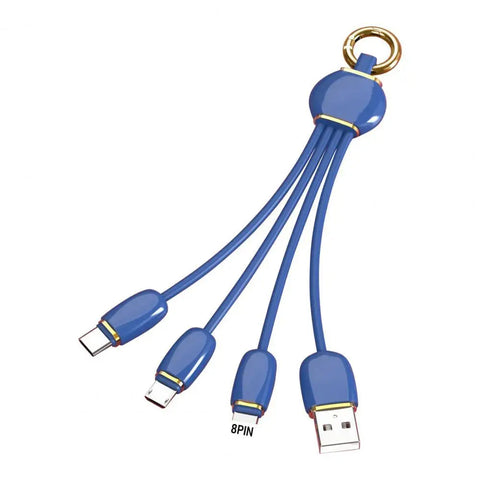 Keychain Charger Wire 3 in 1 Quick Charging Cable Micro USB/Type C/8Pin Data Sync Charge Cord