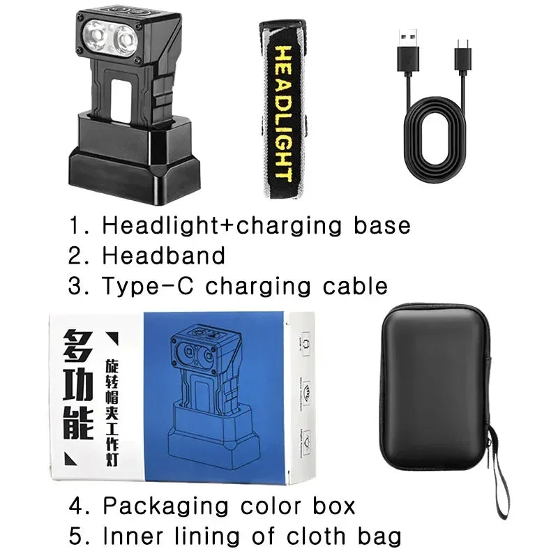 Mini Induction LED Headlamp Rechargeable Head Flashlight Work Light Headlight