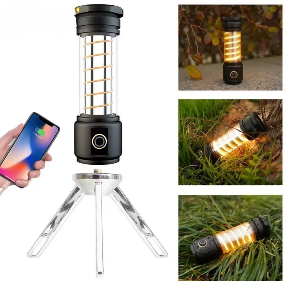 Portable Tent Light Atmosphere Camping Lantern Waterproof Camping Lights Emergency Torch Power Bank Rechargeable Flashlight