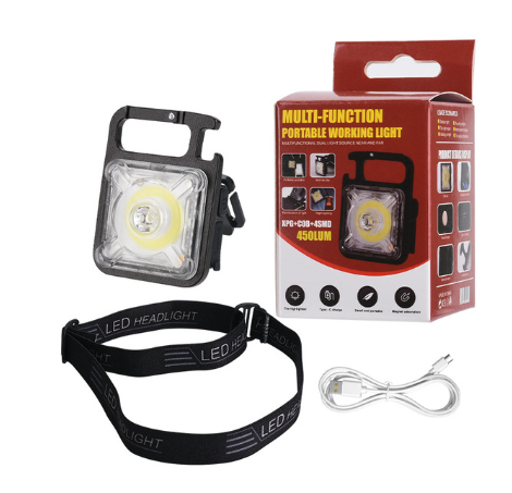 Multifunctional Mini LED Flashlight Key Chain Light Portable Camping Light COB Tent Lamp with Magnetic 11 Lighting Modes