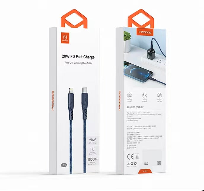 Mcdodo Cable 20W PD Charger Type USB C Braided Cable Type C To Lighting Data Cable For Iphone 13 12