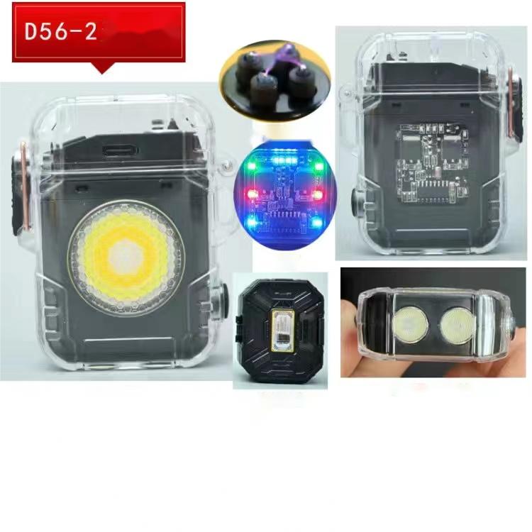 Outdoor Windproof Waterproof Pulse Dual Arc Lighter Type C Rapid Charge Lighting Flashlight Upscale Intelligent Portable Lighter
