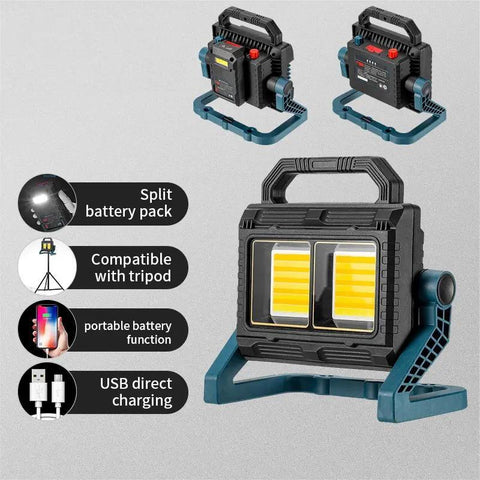 LED Flashlight Power Bank Super Bright COB Work Lights Portable Searchlight USB Rechargeable Lantern Outdoor Camping Light