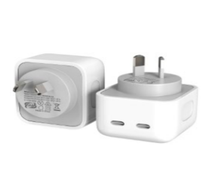 Dual USB-C Port Power Adapter Type C Plug Compatible with iPhone 14 Pro Max iPad