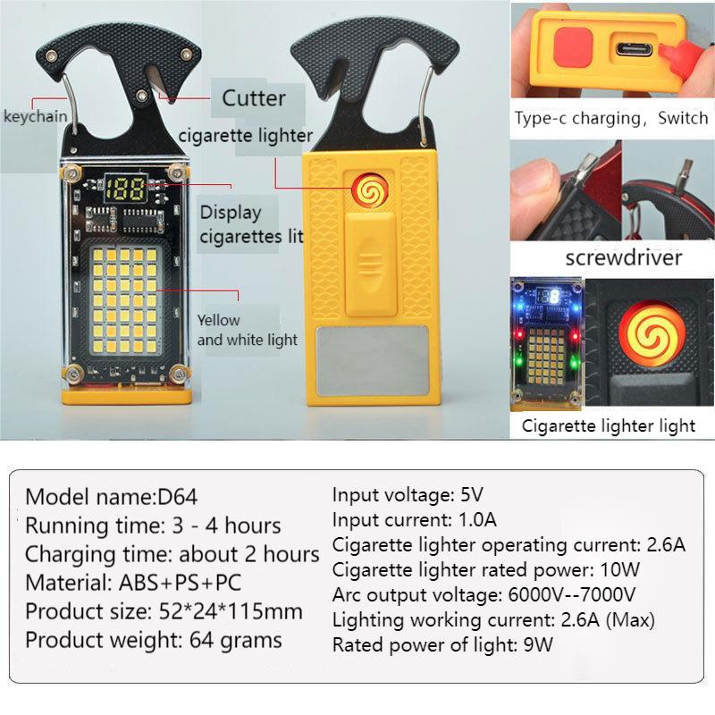 Camping Lights Keychain Electronic Cigarette Lighter Work Light