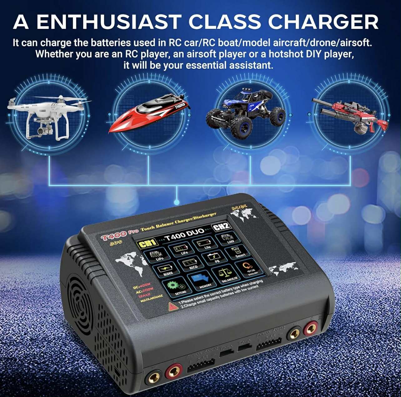HTRC T400 Pro Dual Channel RC Lipo Battery Charger/Discharger