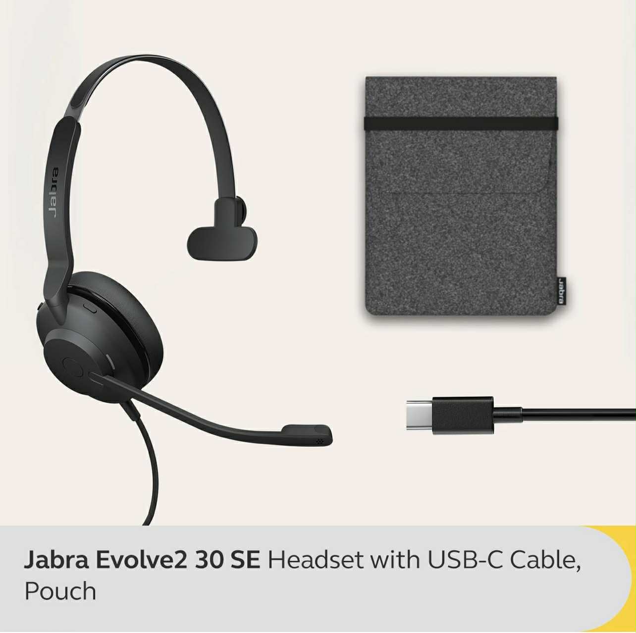 Jabra Evolve2 30 Wired Headset W/Dual ANC Mic | USB-C UC Mono