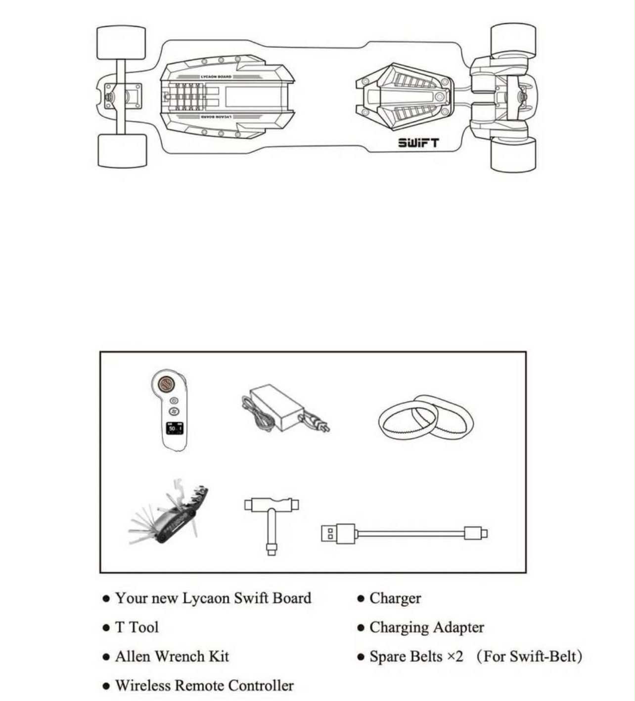 Lycaon Swift Electric Skateboard | Belt Version