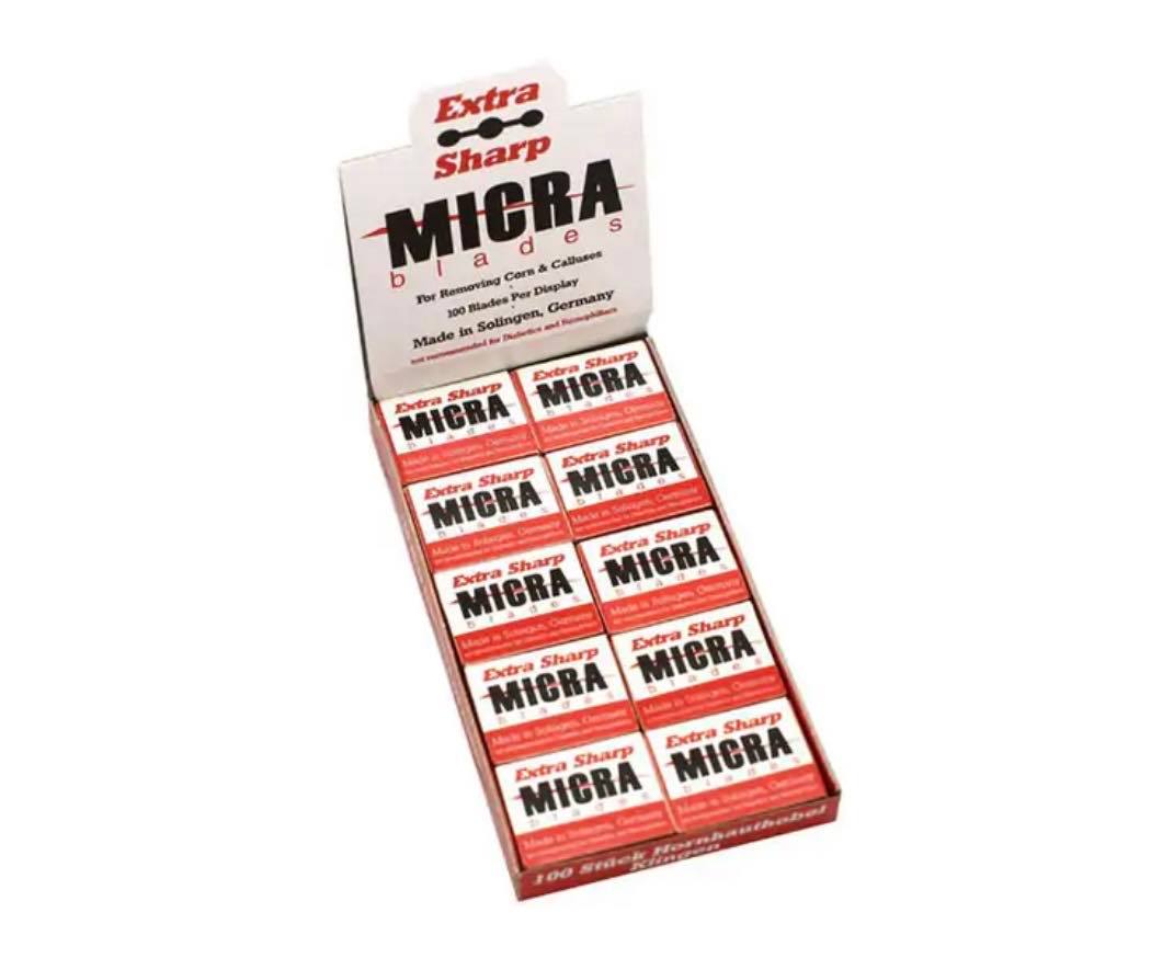 MICRA - Extra Sharp Razor Blades Hard Skin Callus Remover Corn Pedicure | 100pcs