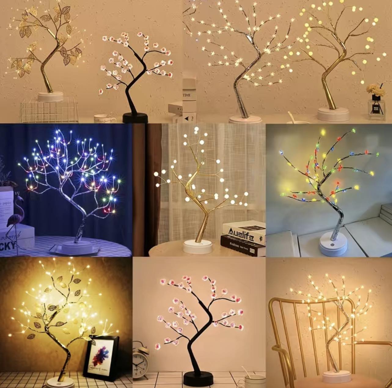 Decorative LED Shimmer Tree Tabletop Bonsai Tree W/DIY Branch | 50cm | 3 Style