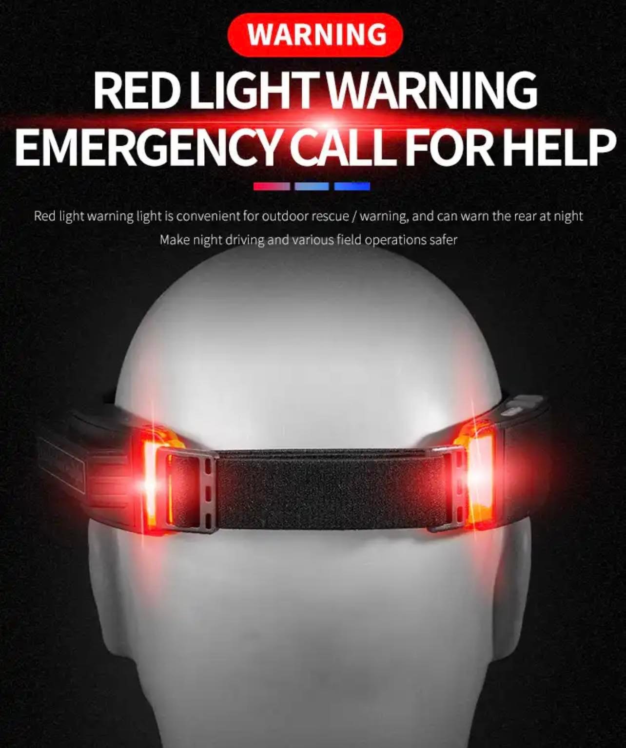 COB Floodlight Headlamp Type C Fast Charging W/Red Back Warning Light | W695-1