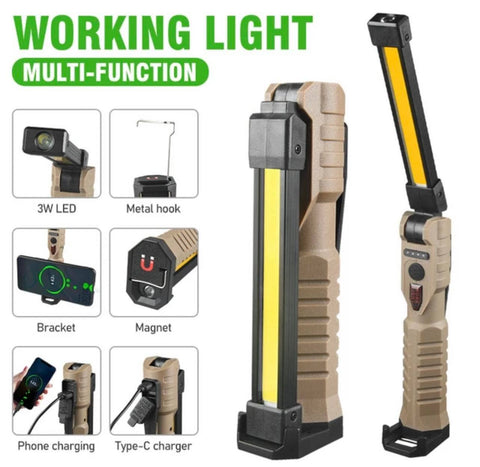 Double Sided COB+XPE LED Foldable Hanging Inspection Work Lights W/Magnet Base