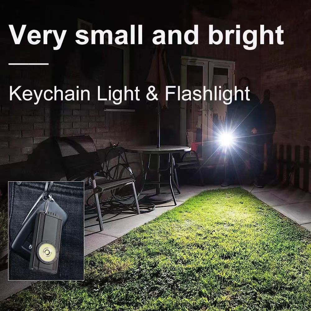 Mini Metal Magnetic Base Keychain Light Rechargeable W/Back Clip