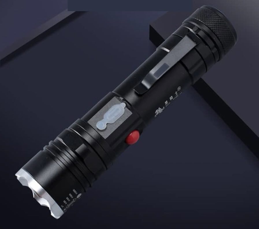 Super Bright LED Torch Flashlight Zoomable W/Clip & Magnet Bottom | T6-26
