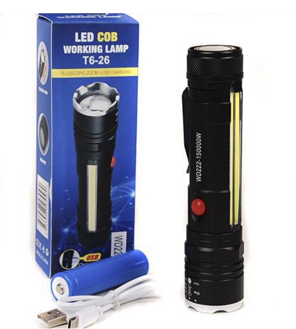 Super Bright LED Torch Flashlight Zoomable W/Clip & Magnet Bottom | T6-26