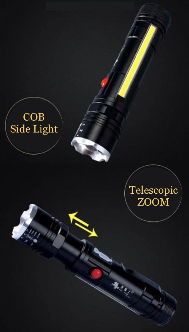 Super Bright LED Torch Flashlight Zoomable W/Clip & Magnet Bottom | T6-26