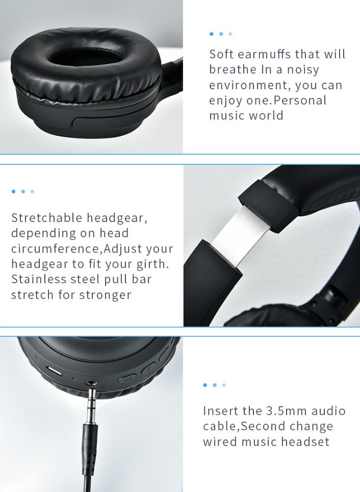 BURNESTER Folding Dual Wireless/Wired Headphones W/Hands-Free Call | TM-06