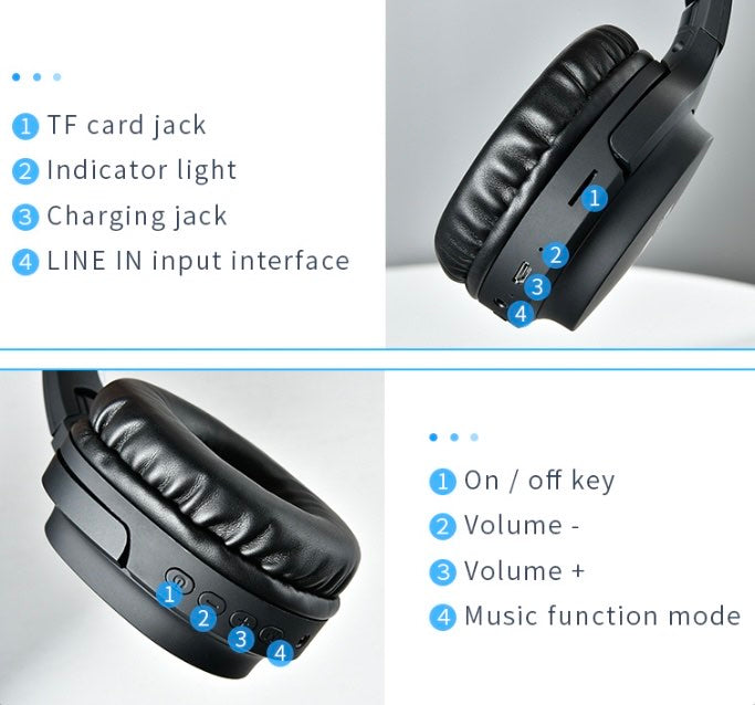 BURNESTER Folding Dual Wireless/Wired Headphones W/Hands-Free Call | TM-06