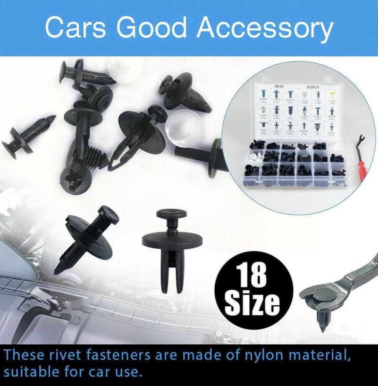 415pcs Car Body Plastic Rivets Push Pin Trim Clip Kit W/Removal Tool