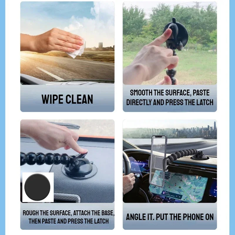 For iPhone Xiaomi Samsung Accesorries 360 Rotatable Cellphone Car Phone Holder Fixed Shockproof Mobile Stand Big In GPS Support