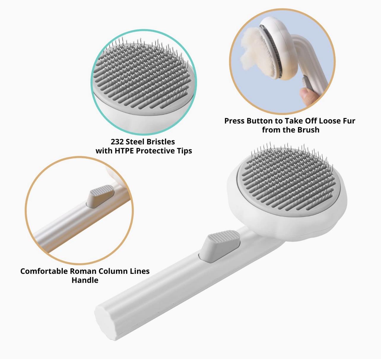 Pumpkin Pet Grooming Brush W/Clean Button | Cat & Dog