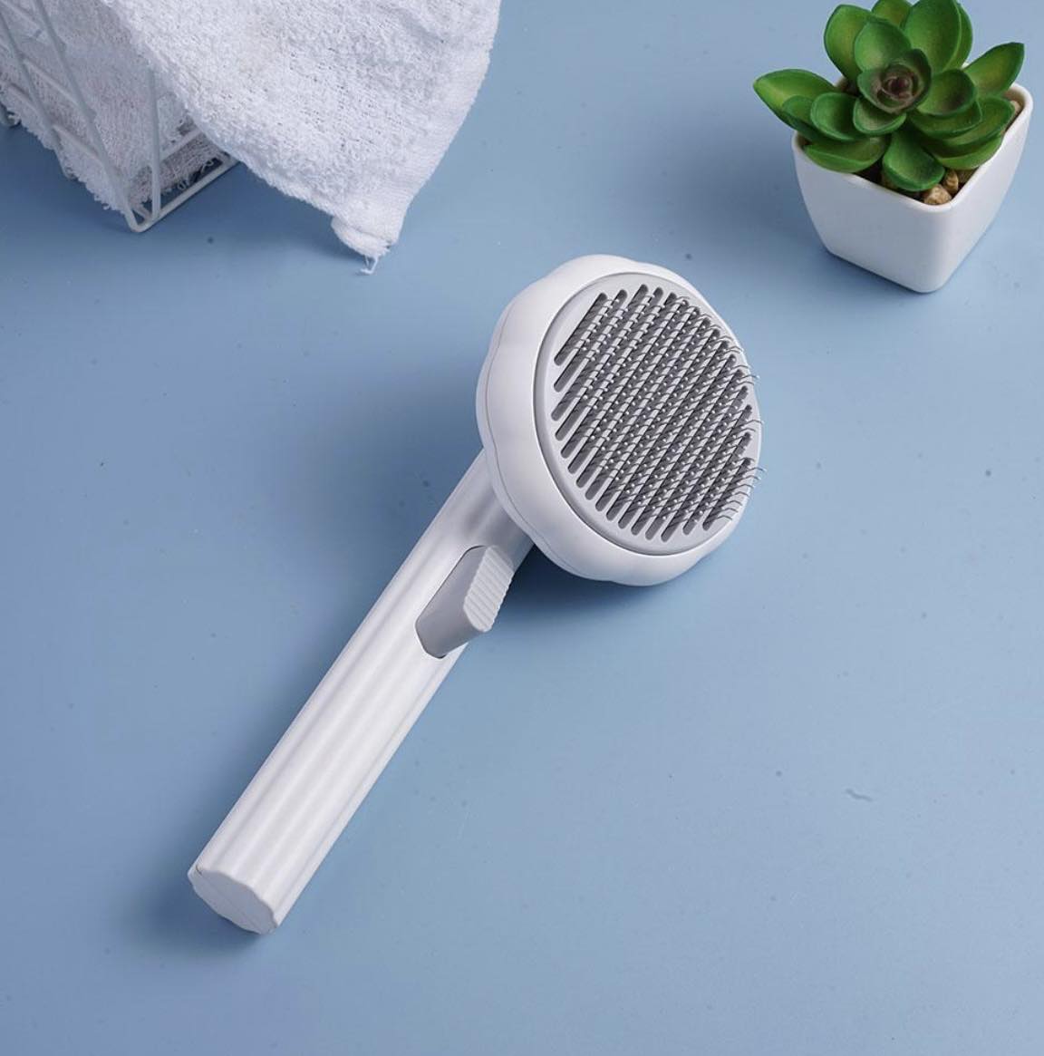 Pumpkin Pet Grooming Brush W/Clean Button | Cat & Dog