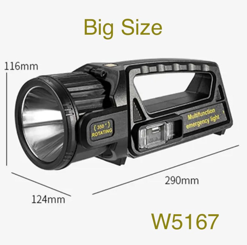 350° Rotating LED + Flood COB Flashlight W/USB + Solar Rechargeable | 2 Size