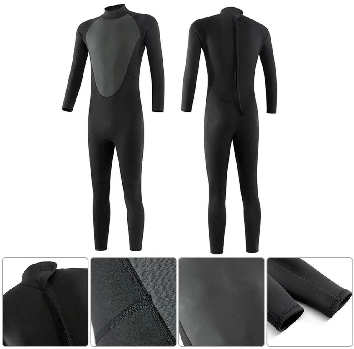 3mm Stretchy Men’s LongSleeve Full Bodysuit Wetsuit Black Medium