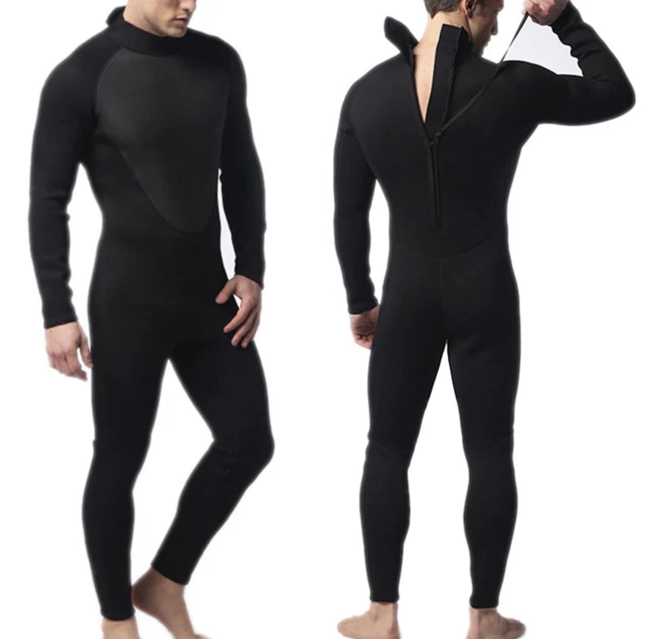 3mm Stretchy Men’s Long-Sleeve Full Bodysuit Wetsuit | Black | Medium