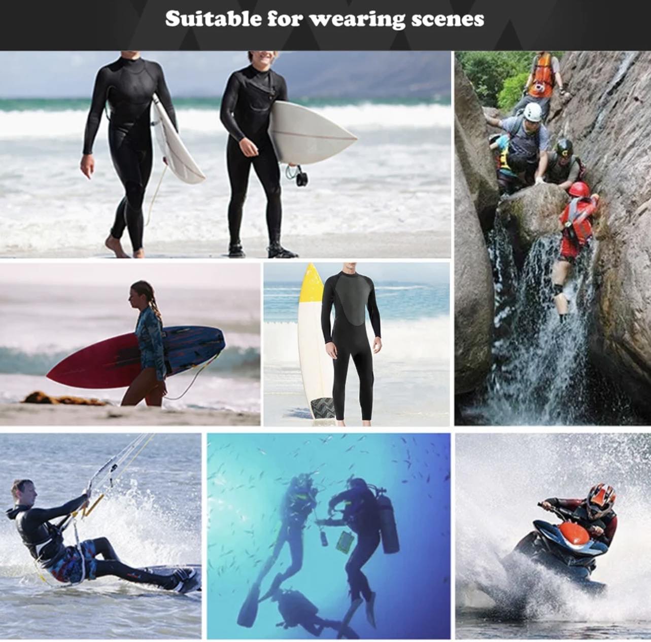 3mm Stretchy Men’s Long-Sleeve Full Bodysuit Wetsuit | Black | Medium