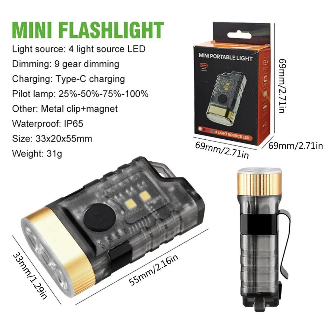 Mini Portable LED Light Rechargeable Emergency Lamp W/Clip & Magnet