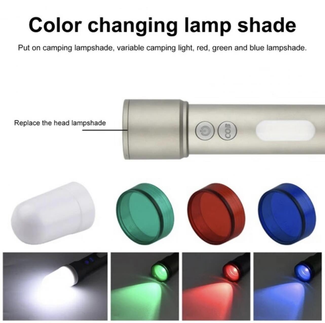 Tactical LED Flashlight Long Shot Wick W/Multicolour Lenses