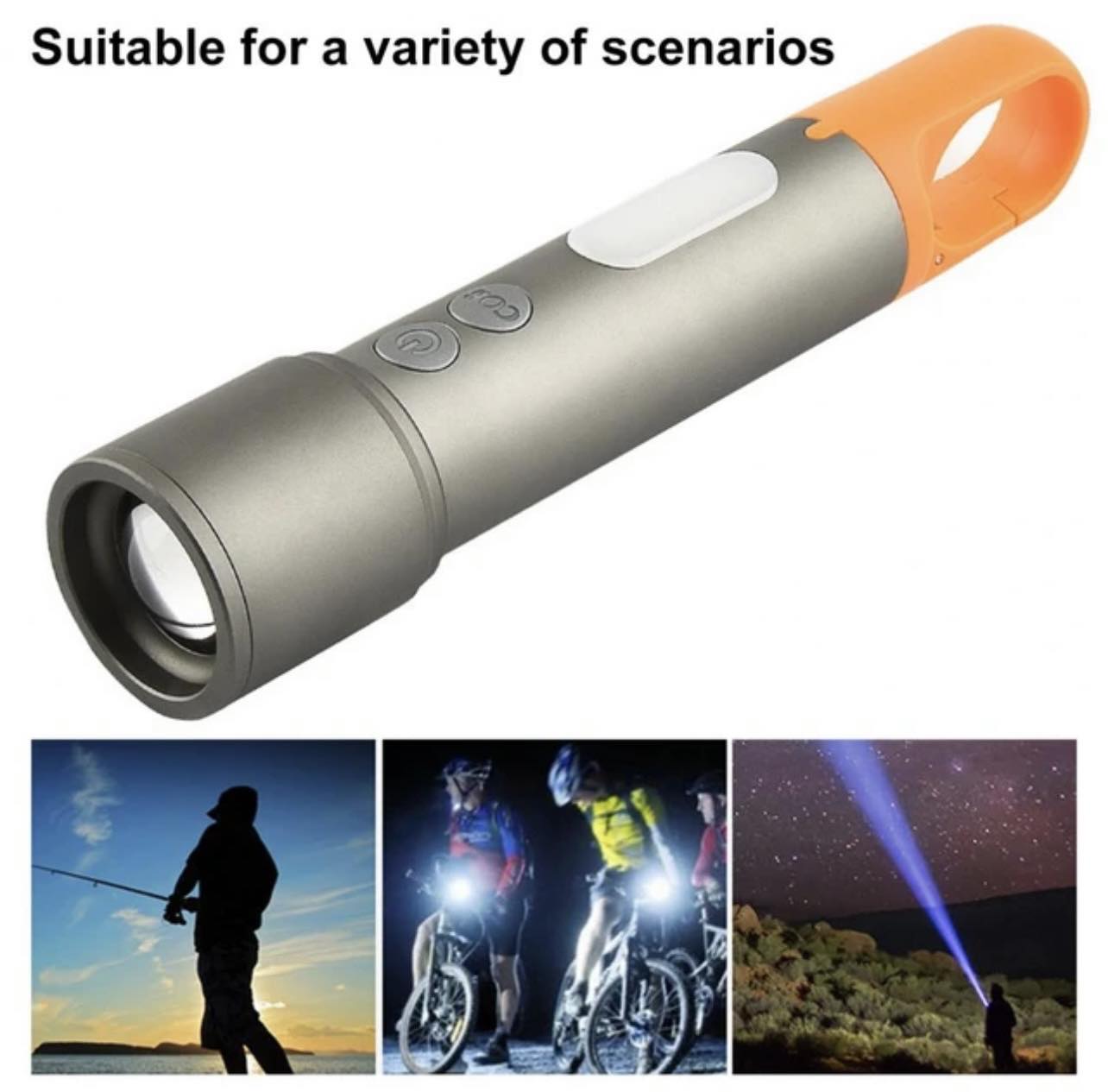 Tactical LED Flashlight Long Shot Wick W/Multicolour Lenses