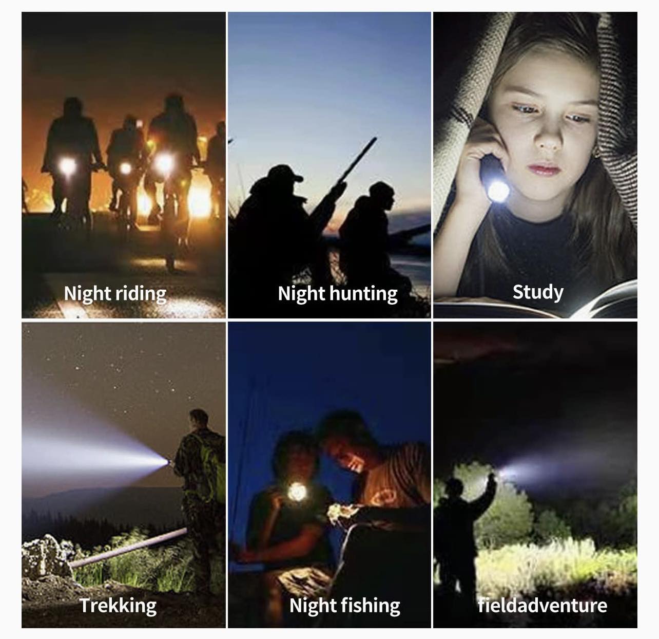 Tactical LED Flashlight Long Shot Wick W/Multicolour Lenses