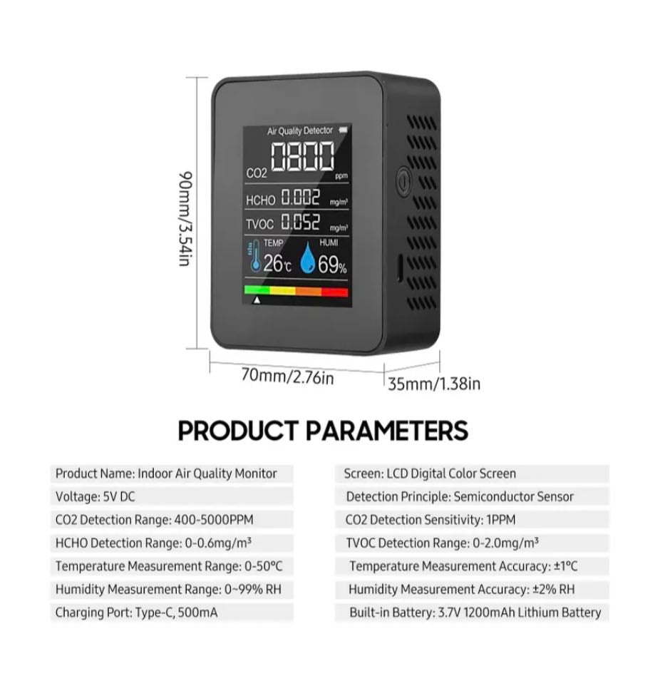 5 in 1 Air Quality Detector Indoor Meter Monitor | BC125