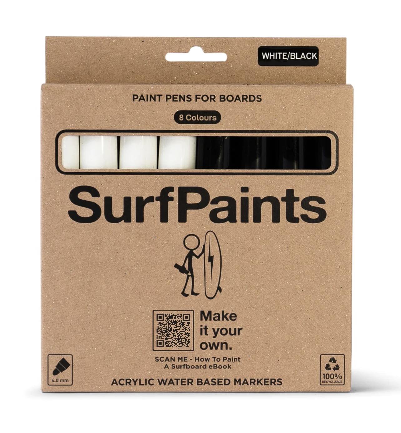 SurfPaints Black & White Set - Size 4mm Bullet Nibs