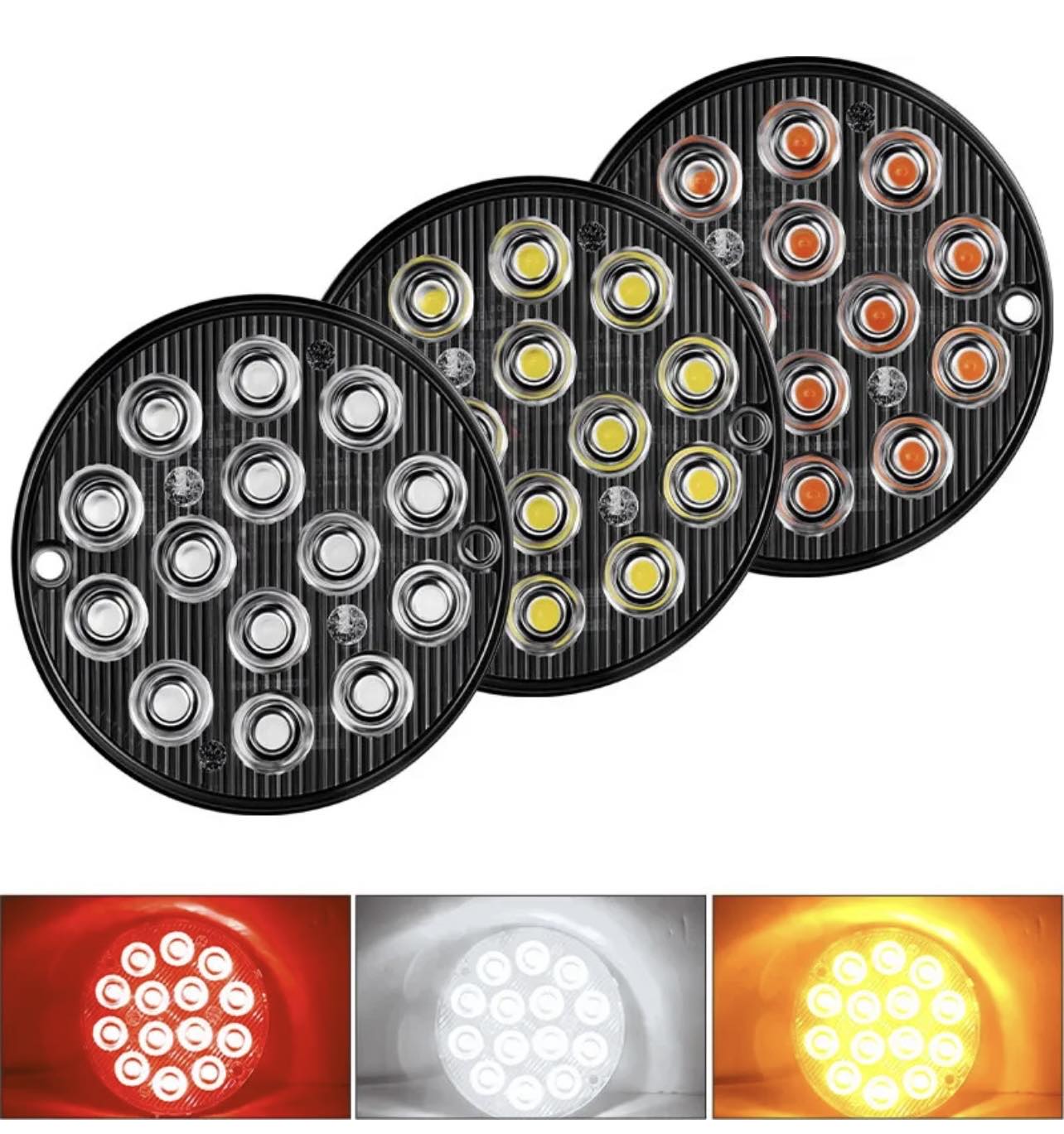 Pair 3" Round LED Blinker Side Light Taillight | 12V-24V | 3 Colours