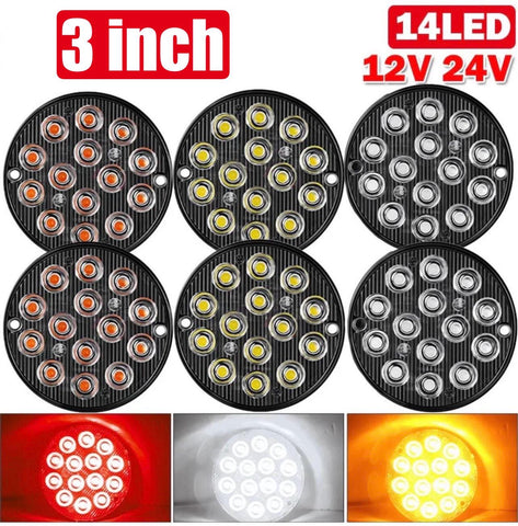 Pair 3" Round LED Blinker Side Light Taillight | 12V-24V | 3 Colours