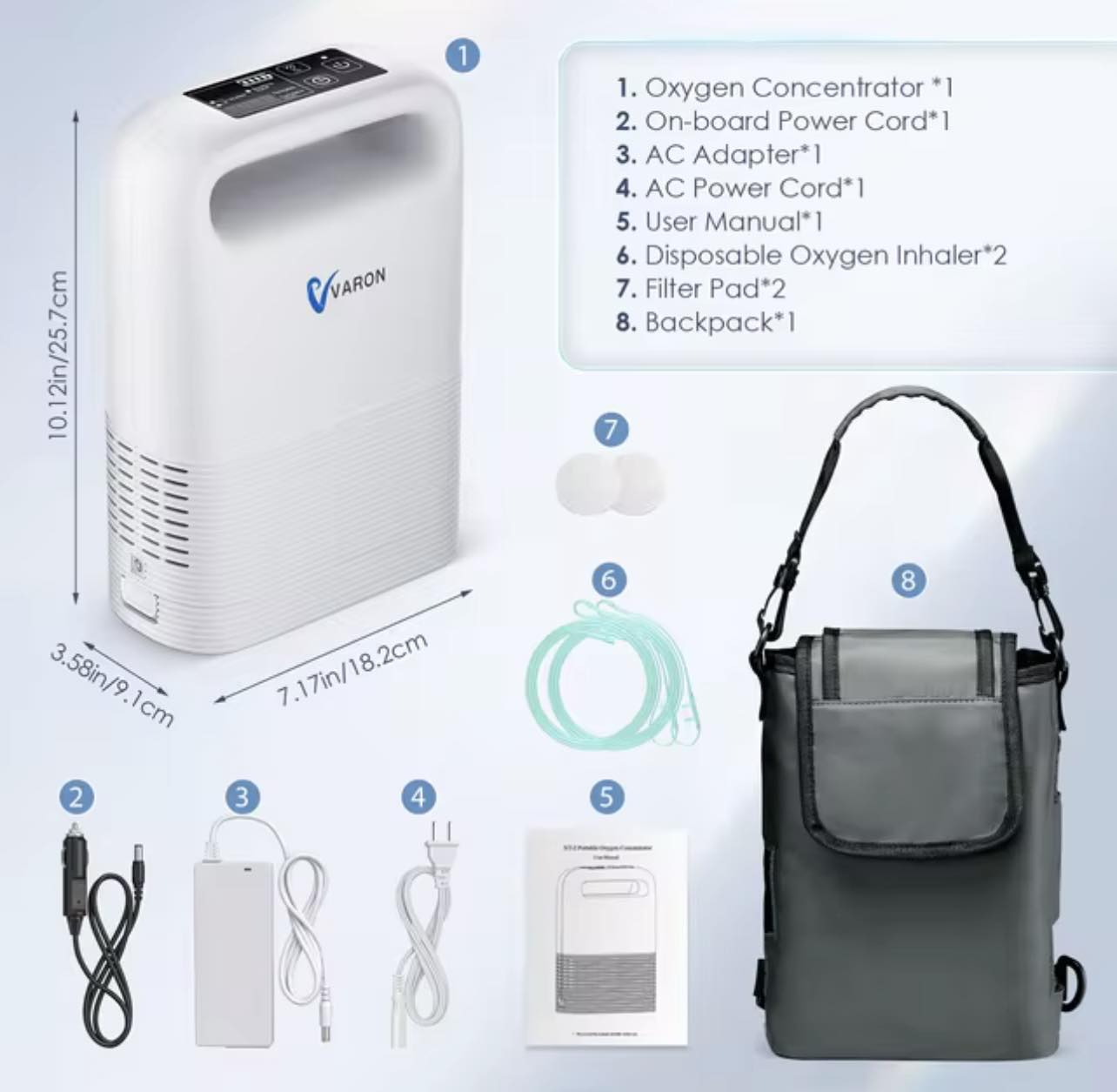 Varon NT-02 Portable Oxygen Concentrator Kit