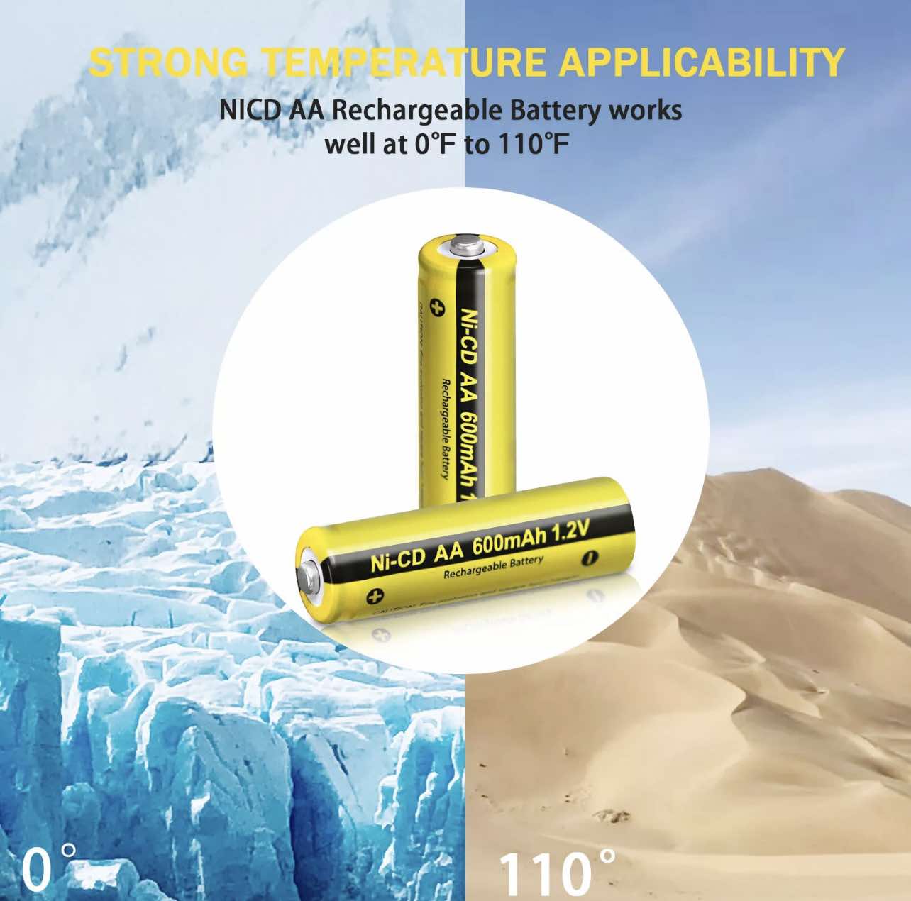 10 Pack AA 600mAh Rechargeable Batteries 1.2V Ni-CD