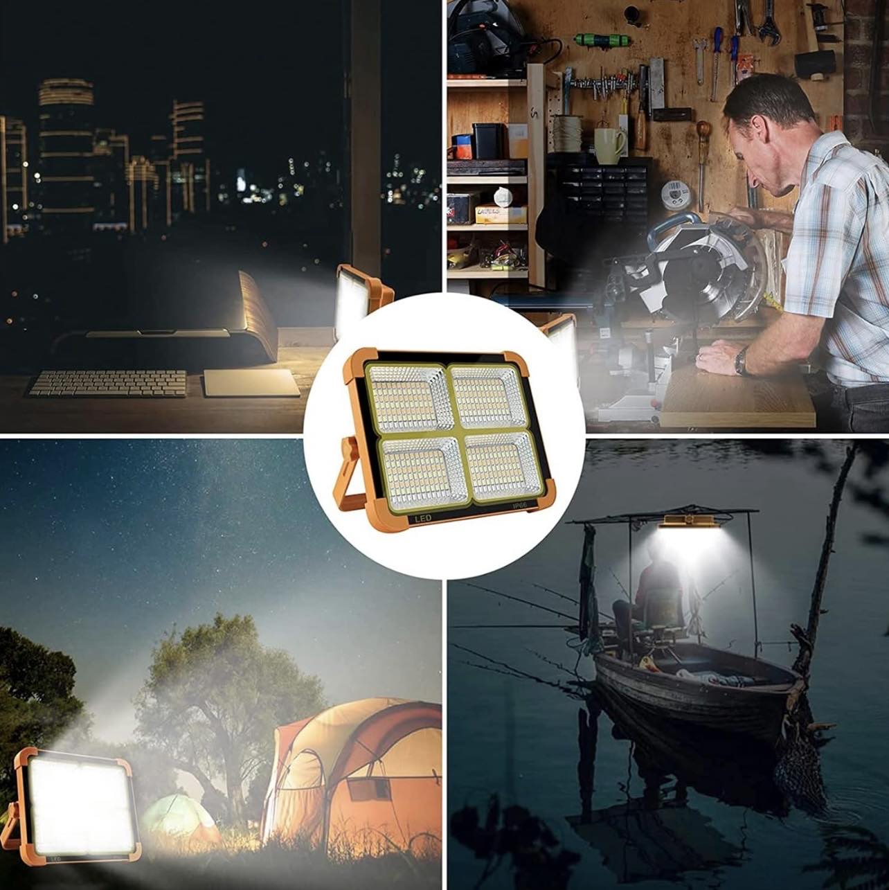 Solar Rechargeable LED Work Light Floodlight