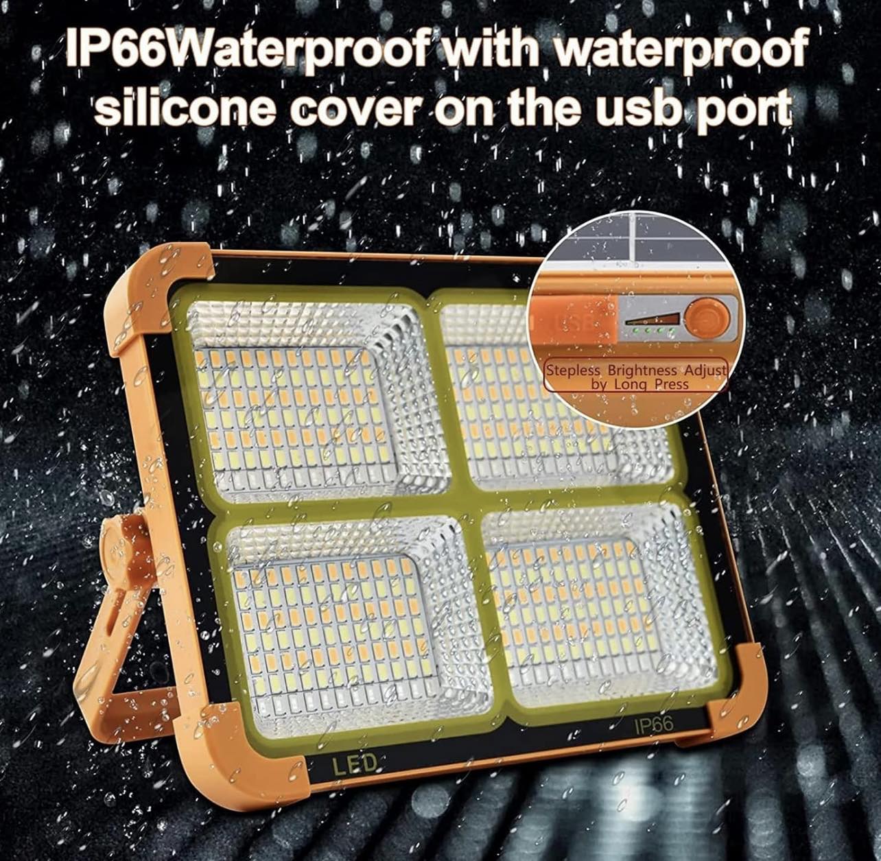 Solar Rechargeable LED Work Light Floodlight